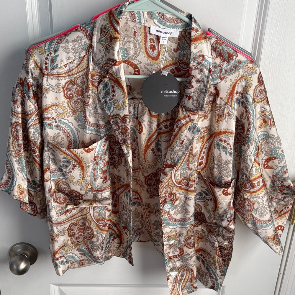 Mittoshop Women's Paisley Button Down Shirt - Multicolor